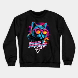 Retro Wave British Shorthair Cat Miami Shirt Crewneck Sweatshirt
